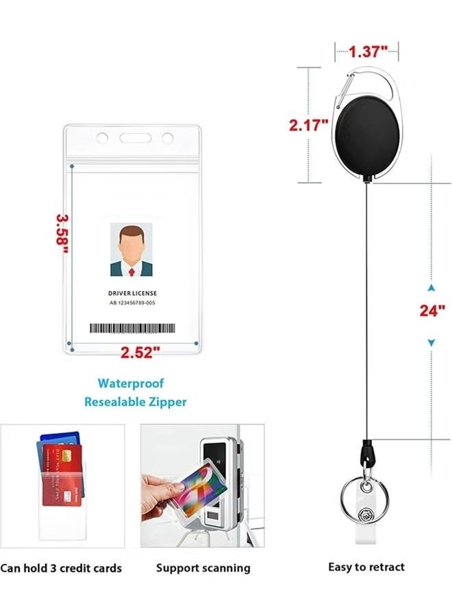 MTC 2 Pack ID Badge Holder with Clip Badge Reels Retractable Id Card Vertical Lanyard Holder - Image 3